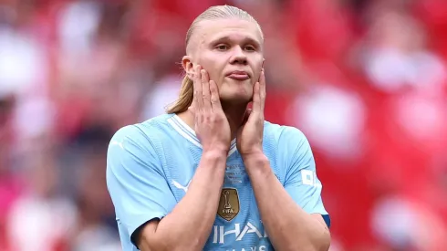 Erling Haaland of Manchester City  . (Photo by Alex Pantling/Getty Images )
