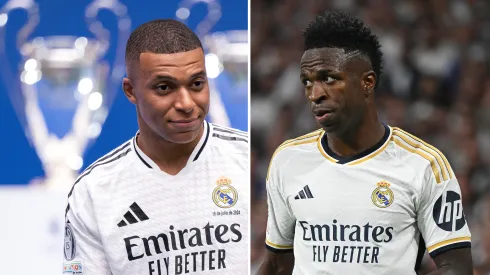 Ancelotti decide quem será o protagonista do Real Madrid entre Mbappé e Vinicius Júnior. Fotos: David Ramos/Getty Imagens