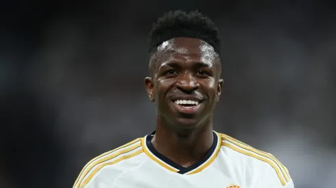 Vini Jr comemorando um gol pelo Real Madrid.