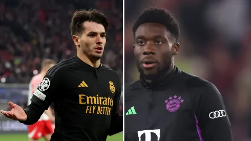 Real Madrid responde o Bayern sobre troca entre Brahim e Davies. Fotos: Alexander Hassenstein e Alex Grimm/Getty Imagens