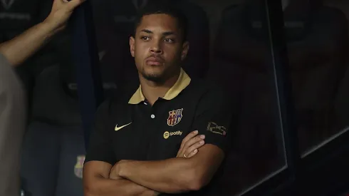 Vitor Roque pelo FC Barcelona na última segunda (12) (Photo by Eric Alonso/Getty Images)