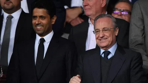 Presidentes de PSG e Real Madrid lado a lado.
