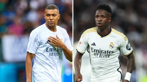 Mbappé tem primeira decepção no Real Madrid e Vinicius Júnior é citado; entenda. Fotos: Adam Nurkiewicz e Clive Brunskill/Getty Images.