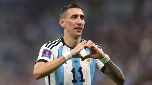 Ángel Di María comemora gol pela Argentina. (Photo by Catherine Ivill/Getty Images)