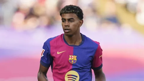 Lamine Yamal do Barcelona durante a partida da La Liga entre FC Barcelona e Real Valladolid, disputada no estádio Lluis Companys. (Foto: Sergio Ruiz /PRESSINPHOTO)
