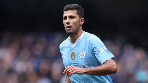 Rodri, do Manchester City, durante o jogo da Premier League entre Manchester City e Everton no Etihad Stadium. (Foto: Alex Livesey/Getty Images)