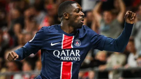 Ousmane Dembélé of PSG celebrates his goal during the French championship Ligue 1 football match between Stade de Reims and Paris Saint-Germain (PSG). Independent Photo Agency / Alamy Stock Photo