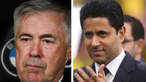 PSG quer vingar o Real Madrid e triplica salário para tirar meia das mãos de Ancelotti. Fotos: David Ramos e Alex Grimm/Getty Imagens