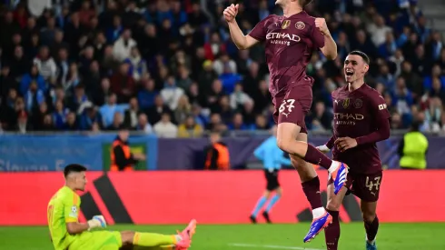 Manchester City em visita ao Slovan Bratislava na Liga dos Campeões (Foto: Christian Bruna/Getty Images)