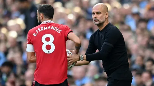 Bruno Fernandes e Pep Guardiola na Premier League.