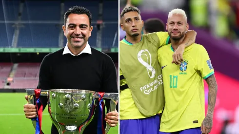 Xavi aceita assumir o Manchester United e pede atacante brasileiro como 1º reforço. Fotos: David Ramos e Michael Steele/Getty Imagens