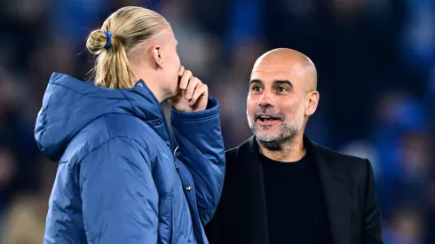 Erling Haaland e Pep Guardiola no Manchester City.