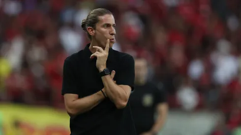RIO DE JANEIRO, BRAZIL - OCTOBER 26: Filipe Luis coach of Flamengo looks on during the match between Flamengo and Juventude as part of Brasileirao 2024 at Maracana Stadium on October 26, 2024 in Rio de Janeiro, Brazil. (Photo by Wagner Meier/Getty Images)