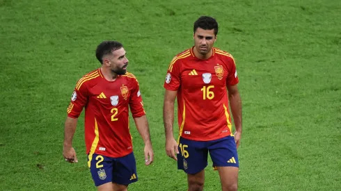 Carvajal e Rodri juntos com a Espanha na Euro 2024. Foto: Alex Grimm/Getty Images