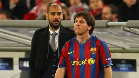 Pep Guardiola e Lionel Messi no Barcelona.