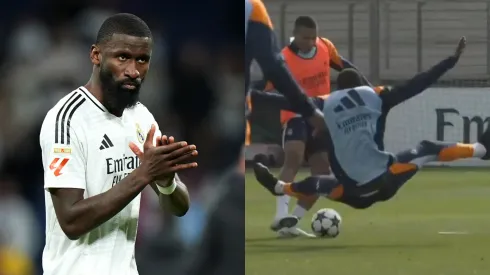 Rudiger dá entrada perigosa no Mbappé. Foto: Angel Martinez/Getty Images