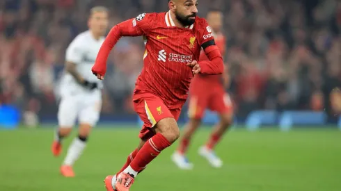 Salah em ação na partida entre Liverpool e Bayer Leverkusen, no dia 05 de novembro de 2024. (Action Plus Sports Images / Alamy Stock Photo)