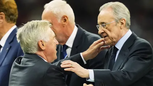 Ancelotti, treinador do Real Madrid e presidente Florentino Pérez. Foto:<br />
IMAGO / NurPhoto