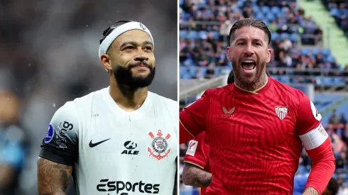 Sergio Ramos quase fechou com o Corinthians. Depay e Sergio Ramos. Fotos: Alexandre Schneider e Gonzalo Arroyo Moreno