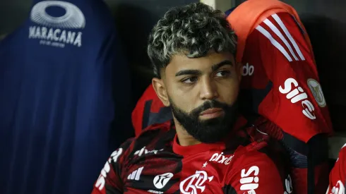 RIO DE JANEIRO, BRAZIL - NOVEMBER 11: Gabriel Barbosa of Flamengo looks on from the bench prior the match between Flamengo and Fluminense as part of Brasileirao 2023 at Maracana Stadium on November 11, 2023 in Rio de Janeiro, Brazil. (Photo by Wagner Meier/Getty Images)