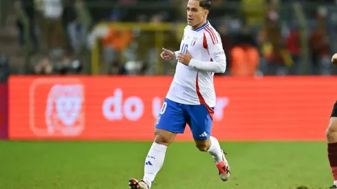 Raspadori em ação no duelo entre Bélgica e Itália, no dia 14 de novembro de 2024. (Sipa US / Alamy Stock Photo)