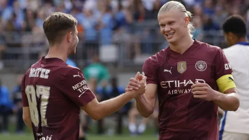 Haaland e McAtee, pelo Manchester City. foto:<br />
IMAGO / Icon Sportswire