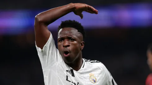 Vini Jr marcou o único gol do Real Madrid contra o Milan, na Champions League.