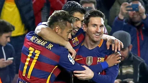 Messi, Neymar e Suárez no Barcelona.