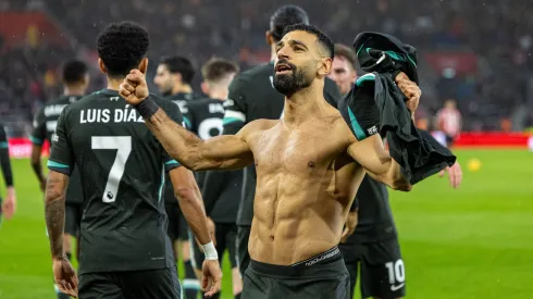Football - FA Premier League - Southampton FC v Liverpool FC SOUTHAMPTON, ENGLAND - Sunday, November 24, 2024: Liverpool s Mohamed Salah celebrates after scoring the third goal during the FA Premier League match between Southampton FC and Liverpool FC at St Mary s Stadium. Photo by David Rawcliffe/Propaganda SOUTHAMPTON St Mary s Stadium HAMPSHIRE ENGLAND PUBLICATIONxNOTxINxUK Copyright: xDavidxRawcliffex P2024-11-24-Southampton_Liverpool-82