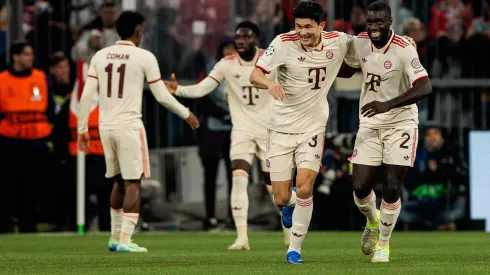 UEFA Champions League: FC Bayern München - FC Paris Saint-Germain 26.11.2024 Jubel zum 1:0 durch Min-Jae Kim FC Bayern München, 3 Dayot Upamecano FC Bayern München, 2 UEFA Champions League: FC Bayern München - FC Paris Saint-Germain, München, Allianz Arena am 26.11.2024 *** UEFA Champions League FC Bayern Munich FC Paris Saint Germain 26 11 2024 Cheers for 1 0 by Min Jae Kim FC Bayern Munich, 3 Dayot Upamecano FC Bayern Munich, 2 UEFA Champions League FC Bayern Munich FC Paris Saint Germain, Munich, Allianz Arena on 26 11 2024 Copyright: xBEAUTIFULxSPORTS/Wunderlx