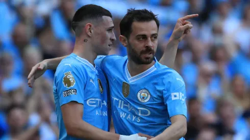 Bernardo Silva e Phil Foden em partida pelo Manchester CIty