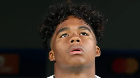 Ancelotti deixa brasileiros irritados após declaração sobre titularidade de Endrick no Real Madrid. (Photo by Florencia Tan Jun/Getty Images)