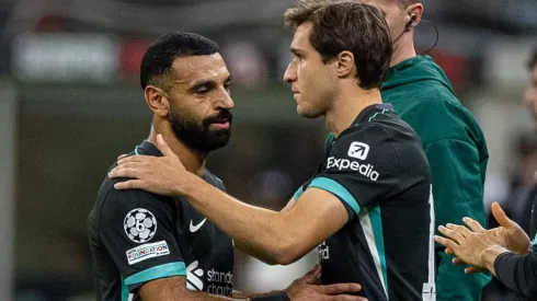 Football - UEFA Champions League - League Phase - AC Milan v Liverpool FC MILAN, ITALY - Tuesday, September 17, 2024: Liverpool s Federico Chiesa makes his debut as he replaces Mohamed Salah during the UEFA Champions League game between AC Milan and Liverpool FC at the Stadio San Siro. ITALY Stadio San Siro LOMBARDY ITALY PUBLICATIONxNOTxINxUK Copyright: xDavidxRawcliffex P2024-09-17-AC_Milan_Liverpool-84
