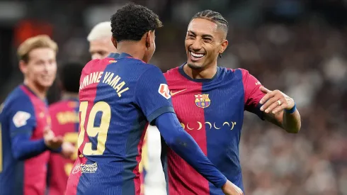 Raphinha e Lamine Yamal em jogo do Barcelona