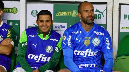 Dudu e Marcelo Lomba com a camisa do Palmeiras.