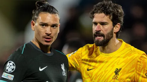 Darwin Núñez e Alisson, do Liverpool. Foto: IMAGO / Propaganda Photo