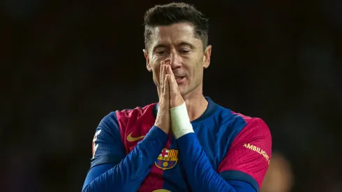 Robert Lewandowski em jogo do Barcelona