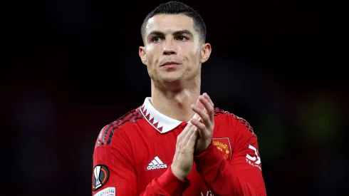 MANCHESTER, ENGLAND - OCTOBER 27: Cristiano Ronaldo of Manchester United looks on during the UEFA Europa League group E match between Manchester United and Sheriff Tiraspol at Old Trafford on October 27, 2022 in Manchester, England. (Photo by Naomi Baker/Getty Images)