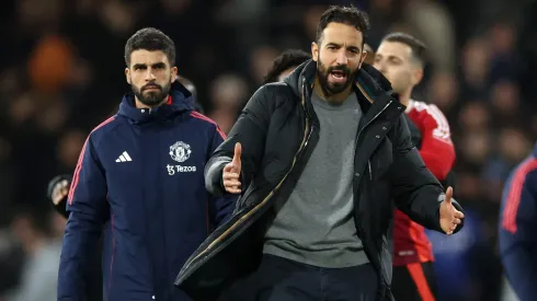 Ruben Amorim no Manchester United em partida contra o Ipswich Town na Premier League. Treinador autorizou o empréstimo de Antony Foto: Richard Pelham/Getty Images