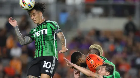 Driussi jogando pelo Austin FC contra o Houston Dynamo. Jogador quer voltar ao River Plate. Foto: Carmen Mandato