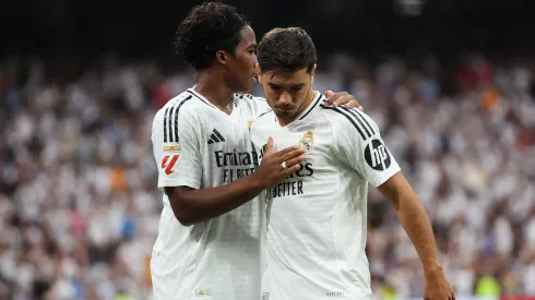 Brahim Díaz e Endrick com a camisa do Real Madrid em jogo de LaLiga. Marroquino tem sondagens de clubes europeus. Foto: Florencia Tan Jun/Getty Images