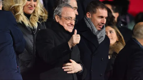 Florentino Pérez em jogo do Real Madrid contra o Girona. Presidente procura reforços para o clube. Foto: David Ramos