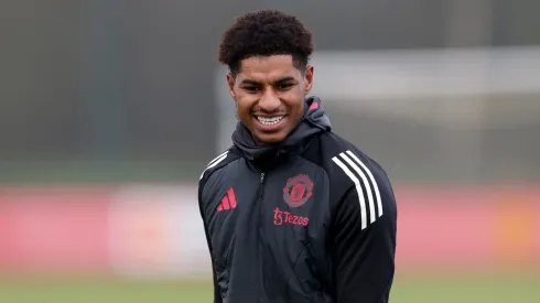 Marcus Rashford em treino pelo United