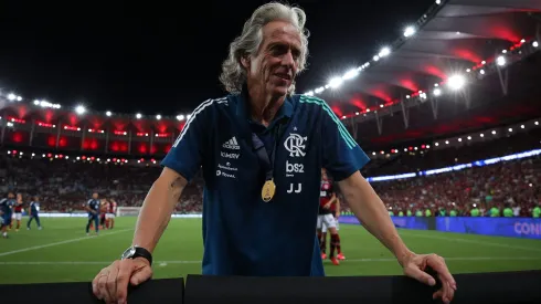 Jorge Jesus na época de Flamengo no título da Recopa Sul-americana. Treinador relembrou período em que esteve no Brasil. Foto: Buda Mendes
