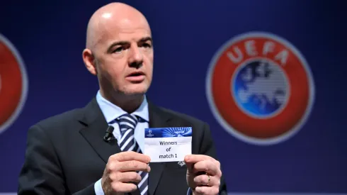 Gianni Infantino durante sorteio da UEFA