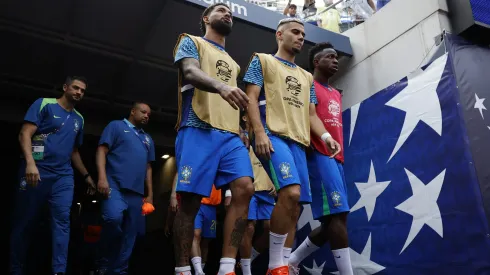 Jogadores antes de jogo da seleção brasileira contra a Costa Rica. Andreas e Douglas Luiz geraram especulações no mercado europeu. Foto: Buda Mendes