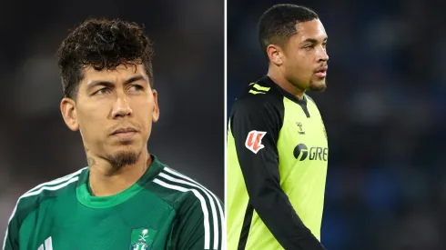Palmeiras escolhe entre Vitor Roque e Firmino. Fotos: Mohamed Farag e Manuel Serrano Arce/Getty Imagens