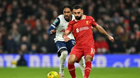 Mohamed Salah em partida da EFL Cup diante do Tottenham. Foto: MARTIN DALTON / Alamy Stock Photo