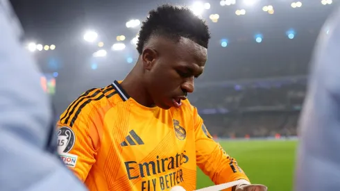 Vinicius Jr x Man City. (Photo by Carl Recine/Getty Images)