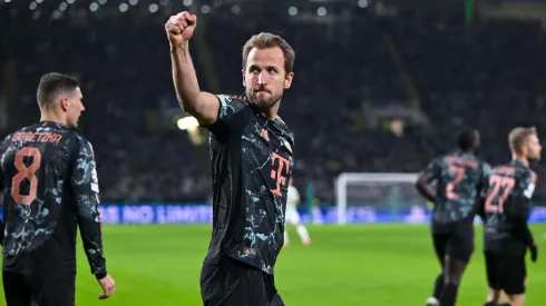 Harry Kane comemora gol marcado com a camisa do Bayern de Munique. Foto: dpa picture alliance / Alamy Stock Photo